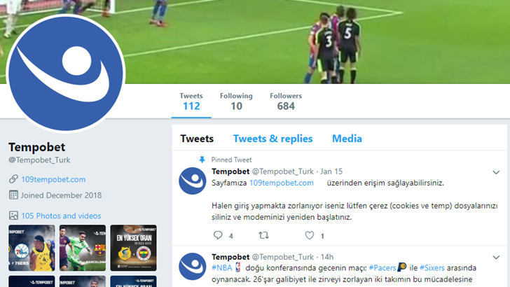 Tempobet Twitter hesabı